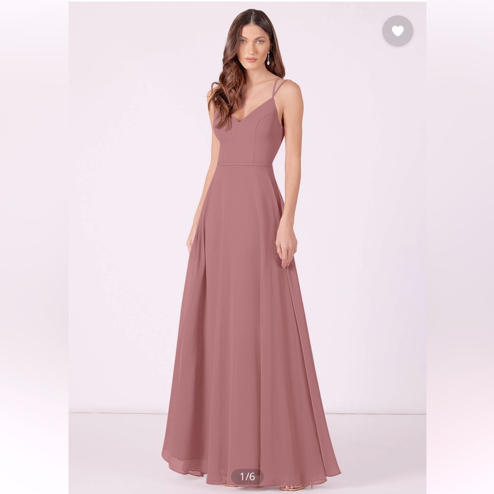 Azazie Janine A-Line Chiffon Floor-Length Dress Dusty Rose